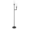 Basso 2-Light Torchiere Floor Lamp With Glass Shade In Blackened Bronze/Clear