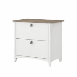 Bush Furniture Salinas 2 Drawer Lateral File Cabinet In Pure White And Shiplap Gray