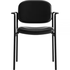 HON VL616 Stacking Guest Chair With Arms, Bonded Leather Upholstery, 23.25" X 21" X 32.75", Black Seat, Black Back, Black Base -office furniture sale ade7e4f6acce5558cc5927e71069c25301