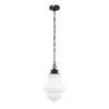 Annie 9.13" Wide Pendant With Glass Shade In Blackened Bronze/White Milk