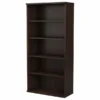 Bush Business Furniture Hybrid Tall 5 Shelf Bookcase In Black Walnut