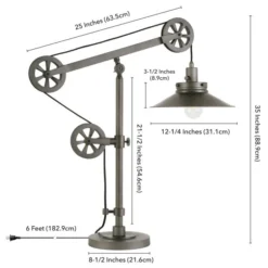 Descartes 29" Tall Wide Brim/Pulley System Table Lamp With Metal Shade In Aged Steel/Aged Steel -office furniture sale aea20a42f031da3edade641353cc5830b3