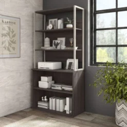 Bush Business Furniture Hybrid 36W Bookcase Hutch In Storm Gray -office furniture sale aeff15a27352f9b55a5fcaeb0b3b748c4d