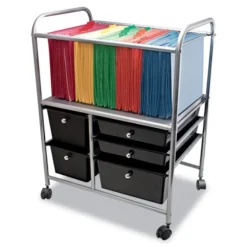 Advantus Letter/Legal File Cart With Five Storage Drawers, Metal, 5 Drawers, 21.63" X 15.25" X 28.63", Matte Gray/Black