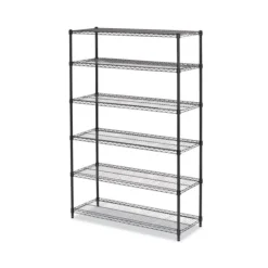 Alera NSF Certified 6-Shelf Wire Shelving Kit, 48w X 18d X 72h, Black Anthracite