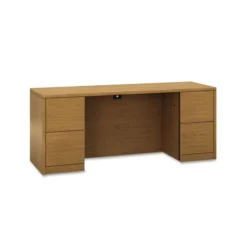 HON 10500 Series Kneespace Credenza With Full-Height Pedestals, 72w X 24d X 29.5h, Harvest