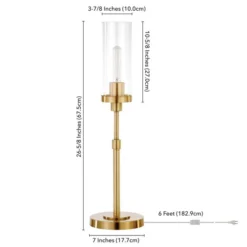 Frieda 26.68" Tall Table Lamp With Glass Shade In Brass/Clear -office furniture sale af93b96a1725b141600067587b73aaf54a