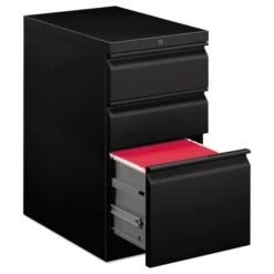 HON Brigade Mobile Pedestal With Pencil Tray Insert, Left Or Right, 3-Drawers: Box/Box/File, Letter, Black, 15" X 22.88" X 28"