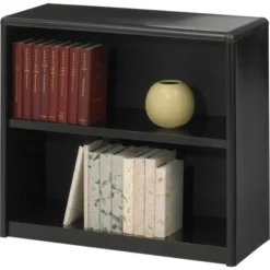 Safco Value Mate Series Metal Bookcase, Two-Shelf, 31.75w X 13.5d X 28h, Black