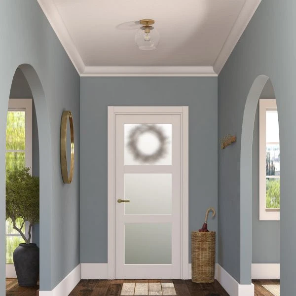 Bartlett 9" Wide Semi Flush Mount With Glass Shade In Brass/Seeded 4 Bartlett 9" Wide Semi Flush Mount With Glass Shade In Brass/Seeded - Image 4