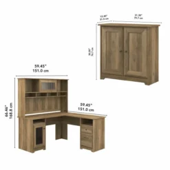 Bush Furniture Cabot L Shaped Desk With Hutch And Small Storage Cabinet With Doors In Reclaimed Pine -office furniture sale afc19ad909607c3edf03c2cd8f2017baa7