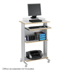 Fixed Height Stand-up Workstation, Gray Shelves/gray Frame