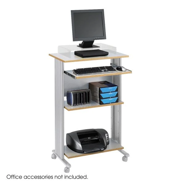 Fixed Height Stand-up Workstation, Gray Shelves/gray Frame 1 Fixed Height Stand-up Workstation, Gray Shelves/gray Frame