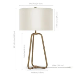 Marduk 25.5" Tall Table Lamp With Fabric Shade In Brass/White -office furniture sale afe1f71644883702316e30f20bf15e3512
