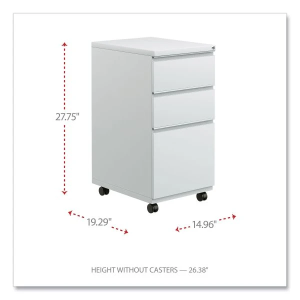 Alera File Pedestal With Full-Length Pull, Left/Right, 3-Drawers: Box/Box/File, Legal/Letter, Light Gray, 14.96" X 19.29" X 27.75" 6 Alera File Pedestal With Full-Length Pull, Left/Right, 3-Drawers: Box/Box/File, Legal/Letter, Light Gray, 14.96" X 19.29" X 27.75" - Image 6