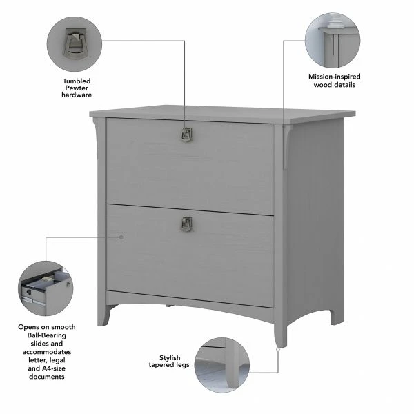 Bush Furniture Salinas 2 Drawer Lateral File Cabinet In Cape Cod Gray 4 Bush Furniture Salinas 2 Drawer Lateral File Cabinet In Cape Cod Gray - Image 4