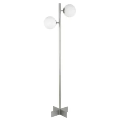 Twee 2-Light Floor Lamp With Glass Shade In Nickel/White Milk