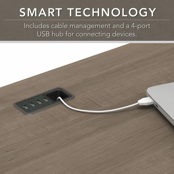 Bush Furniture Cabot 60W L Shaped Computer Desk With Mid Back Leather Box Chair In Ash Gray 7 Bush Furniture Cabot 60W L Shaped Computer Desk With Mid Back Leather Box Chair In Ash Gray - Image 7