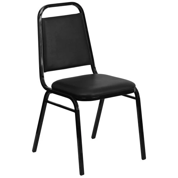 Flash Furniture HERCULES Series Trapezoidal Back Stacking Banquet Chair With Black Vinyl And 1.5'' Thick Seat - Black Frame 2 Flash Furniture HERCULES Series Trapezoidal Back Stacking Banquet Chair With Black Vinyl And 1.5'' Thick Seat - Black Frame - Image 2
