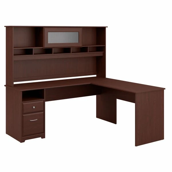 Bush Furniture Cabot 72W L Shaped Computer Desk With Hutch And Drawers In Harvest Cherry 1 Bush Furniture Cabot 72W L Shaped Computer Desk With Hutch And Drawers In Harvest Cherry