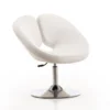 Perch Adjustable Faux Leather Chair In White And Polished Chrome