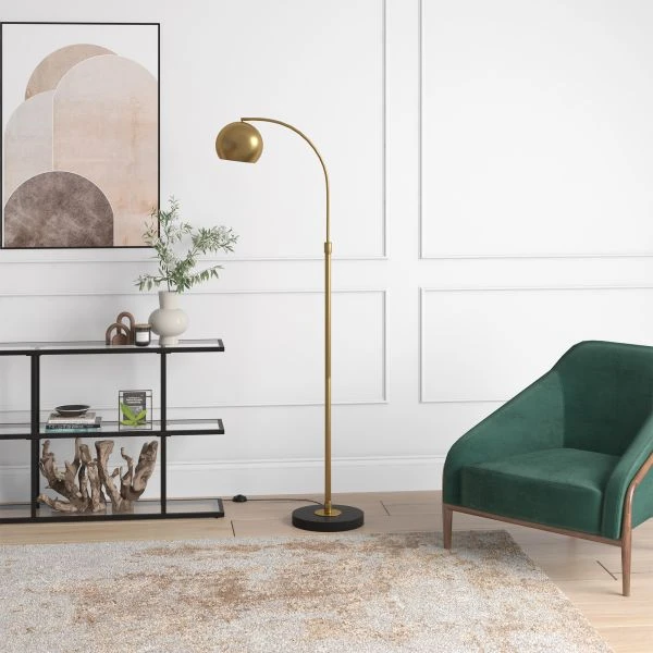 Olivia Arc Floor Lamp In Brass/Blackened Bronze/Brass 2 Olivia Arc Floor Lamp In Brass/Blackened Bronze/Brass - Image 2