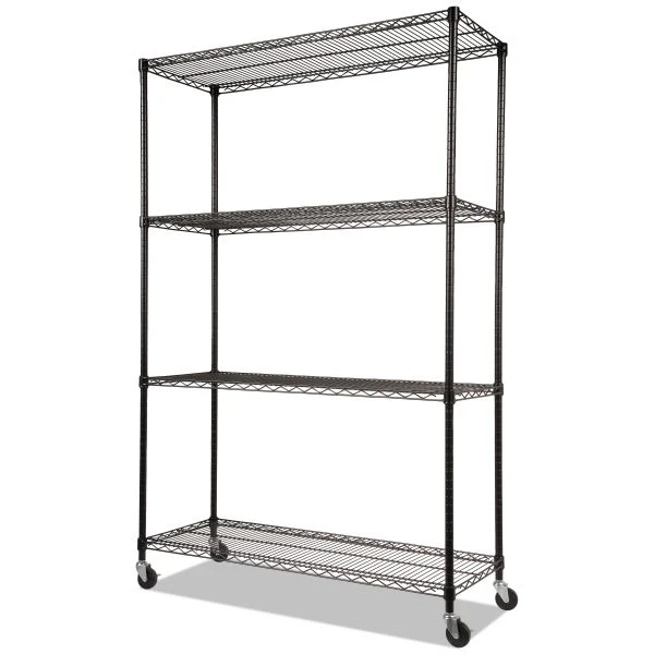 Alera NSF Certified 4-Shelf Wire Shelving Kit With Casters, 48w X 18d X 72h, Black 1 Alera NSF Certified 4-Shelf Wire Shelving Kit With Casters, 48w X 18d X 72h, Black