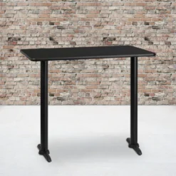 Stiles 30'' X 48'' Rectangular Black Laminate Table Top With 5'' X 22'' Bar Height Table Bases