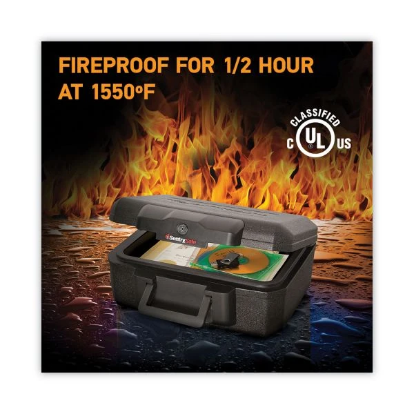 Sentry Safe 1200 Series Fire Chest, 0.18 Cu Ft, 14.3w X 11.2d X 6.1h, Black 3 Sentry Safe 1200 Series Fire Chest, 0.18 Cu Ft, 14.3w X 11.2d X 6.1h, Black - Image 3