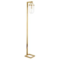 Shiloh 68" Tall Floor Lamp With Glass Shade In Brass/Seeded
