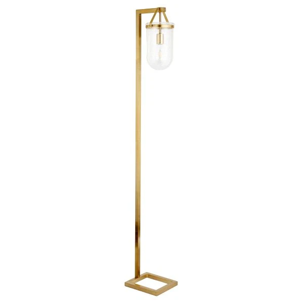 Shiloh 68" Tall Floor Lamp With Glass Shade In Brass/Seeded 1 Shiloh 68" Tall Floor Lamp With Glass Shade In Brass/Seeded