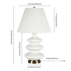 Carleta 26.5" Tall Triple Gourd Table Lamp With Fabric Shade In White/White -office furniture sale b27507763f55ac8c9144e48184787eb1e1