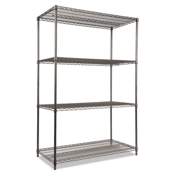 Alera Wire Shelving Starter Kit, Four-Shelf, 48w X 24d X 72h, Black Anthracite 1 Alera Wire Shelving Starter Kit, Four-Shelf, 48w X 24d X 72h, Black Anthracite
