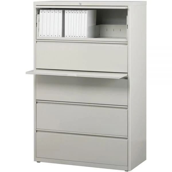 Lorell 5 Drawer Lateral File Cabinet, Letter/Legal/A4, 36" Wide, Gray 2 Lorell 5 Drawer Lateral File Cabinet, Letter/Legal/A4, 36" Wide, Gray - Image 2