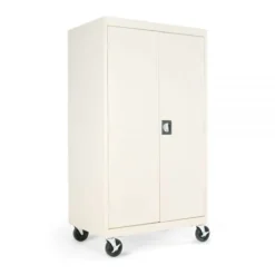 Alera Assembled Mobile Storage Cabinet, With Adjustable Shelves 36w X 24d X 66h, Putty