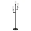 Basso 3-Light Torchiere Floor Lamp With Glass Shade In Blackened Bronze/Clear