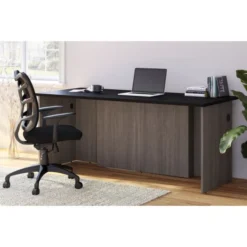 Bestar Norma Desk Shell - Black & Bark Gray -office furniture sale b3445dba8ef1926af4301fab2cc8ad704f