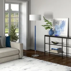 Simone 2-Light Floor Lamp With Fabric Shade In Blue/Polished Nickel/White 9 Simone 2-Light Floor Lamp With Fabric Shade In Blue/Polished Nickel/White -office furniture sale b34a2a80f389f3caaeecbca784be112373