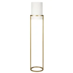 Casimir 62" Tall Floor Lamp With Fabric Shade In Brass/White