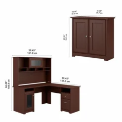 Bush Furniture Cabot L Shaped Desk With Hutch And Small Storage Cabinet With Doors In Harvest Cherry -office furniture sale b37aea7709596c05c01e2166f2d7c6c29f