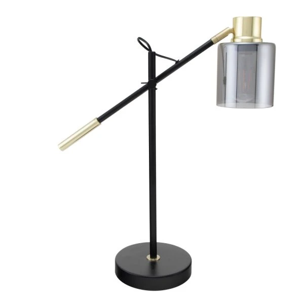 Veretti 23"H Modern Tilt-Arm Lamp, Adjustable, Smokey Gray Shade/Black Base 8 Veretti 23"H Modern Tilt-Arm Lamp, Adjustable, Smokey Gray Shade/Black Base - Image 8