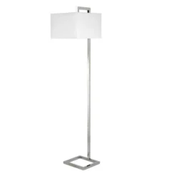 Grayson 68" Tall Floor Lamp With Fabric Shade In Polished Nickel/White