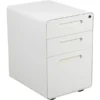 Wren Ergonomic 3-Drawer Mobile Locking Filing Cabinet With Anti-Tilt Mechanism And Hanging Drawer For Legal & Letter Files, White