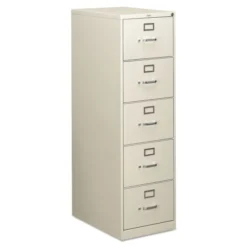 HON 310 Series 5-Drawer Vertical Metal File Cabinet, Legal, 60" Height, Full-Suspension, Light Gray