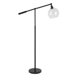 Dardan 60.62" Tall Floor Lamp With Glass Shade In Blackened Bronze/Seeded
