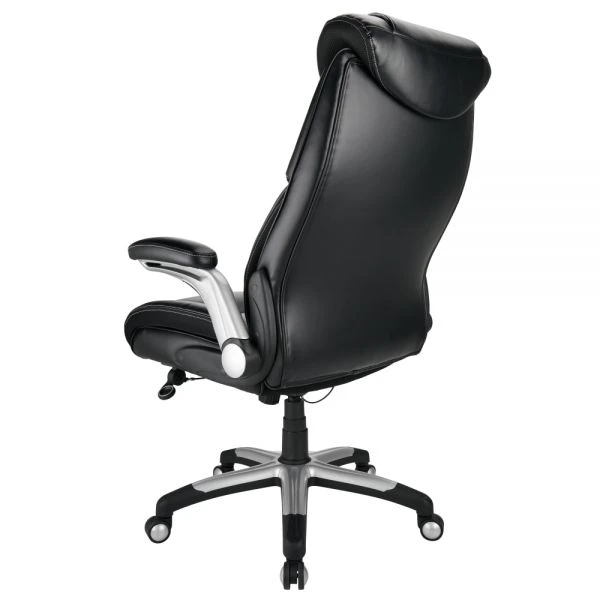 Torval Big & Tall Bonded Leather High-Back Computer Chair, Black/Silver, BIFMA Certified 2 Torval Big & Tall Bonded Leather High-Back Computer Chair, Black/Silver, BIFMA Certified - Image 2