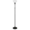 Francis Torchiere Floor Lamp With Ribbed Glass Shade In Blackened Bronze/Clear
