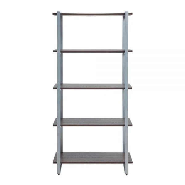 Trezza 60"H 4-Shelf Bookcase, Warm Walnut 2 Trezza 60"H 4-Shelf Bookcase, Warm Walnut - Image 2