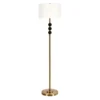 Bernard Two-Tone Floor Lamp With Fabric Shade In Brass/Blackened Bronze/White