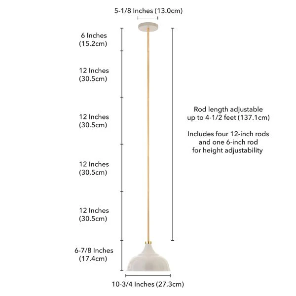 Mackenzie 10.75" Wide Pendant With Metal Shade In Pearled White/Brass/Pearled White 4 Mackenzie 10.75" Wide Pendant With Metal Shade In Pearled White/Brass/Pearled White - Image 4